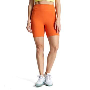 Aoxjox Women's 6" Yoga Shorts for Women Tummy Control High Waist Exercise Workout Biker Butt Lift Shorts (Orange, Small)