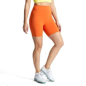 Aoxjox Women's 6" Yoga Shorts for Women Tummy Control High Waist Exercise Workout Biker Butt Lift Shorts (Orange, Small)