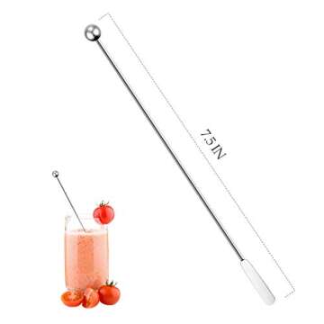 6 Pcs Cocktail Paddle Drink Stirrers Stainless Steel Coffee Reusable Beverage Swizzle Stick for Bar Party Home Office