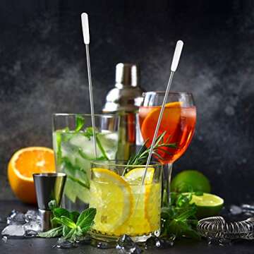 6 Pcs Cocktail Paddle Drink Stirrers Stainless Steel Coffee Reusable Beverage Swizzle Stick for Bar Party Home Office