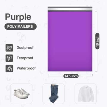 UCGOU Poly Mailers 14.5x19 Inch Purple 100 Pack Large Shipping Bags #7 Strong Thick Mailing Envelope...