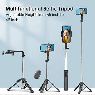 Colorlizard 39" Selfie Stick Tripod with Remote, Cellphone Tripod Stand, 6 in 1 Wireless Bluetooth P...