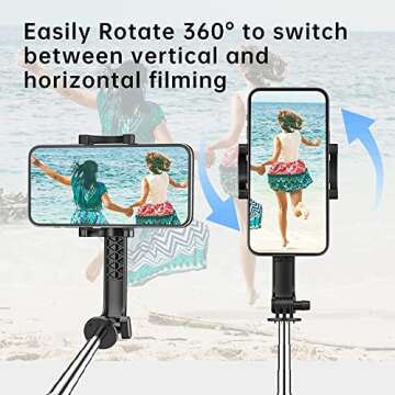 Colorlizard 39" Selfie Stick Tripod with Remote, Cellphone Tripod Stand, 6 in 1 Wireless Bluetooth Portable Selfie Stick for iOS & Android Devices for iPhone, Travel Accessories.