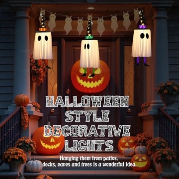 Halloween Decorations Outdoor, Set of 3 Hanging Ghosts with Lights for Festive Decor