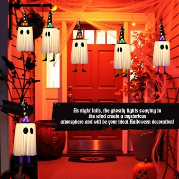 Halloween Hanging Ghost Decor with Lights for Outdoor Fun