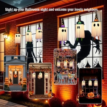 Halloween Hanging Ghost Decor with Lights for Outdoor Fun