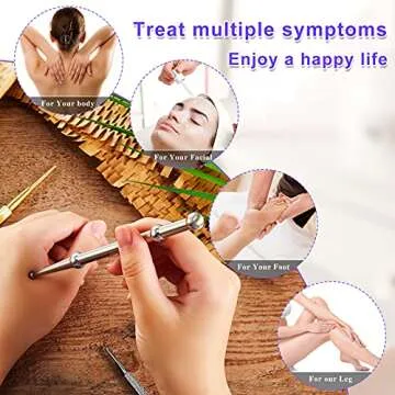 3 Pieces Facial Reflexology Massage Tool Stainless Steel Manual Acupuncture Pen Retractable Acupuncture, Stainless Steel Double Headed Spring Loaded Ear and Body Point Probe Pen