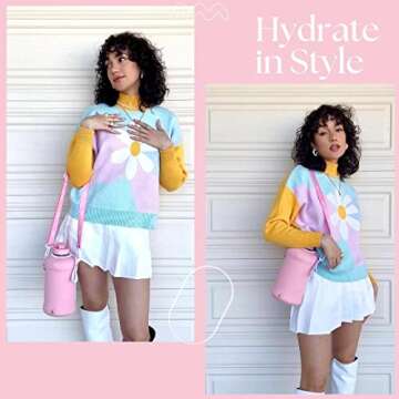 H2O Capsule 2.2L Half Gallon Water Bottle with Storage Sleeve and Covered Straw Lid – BPA Free Large Reusable Drink Container with Handle - Big Sports Jug, 2.2 Liter (74 Ounce) Rose Quartz