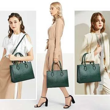 CHICAROUSAL Crossbody Purses and Handbags for Women PU Leather Tote Top Handle Satchel Shoulder Bags (DK Green Stw)