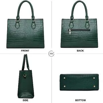 CHICAROUSAL Crossbody Purses and Handbags for Women PU Leather Tote Top Handle Satchel Shoulder Bags (DK Green Stw)