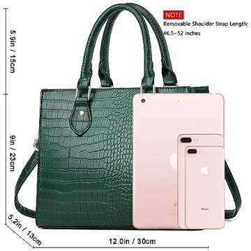 CHICAROUSAL Crossbody Purses and Handbags for Women PU Leather Tote Top Handle Satchel Shoulder Bags (DK Green Stw)
