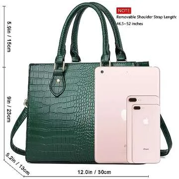 CHICAROUSAL Crossbody Purses and Handbags for Women PU Leather Tote Top Handle Satchel Shoulder Bags (DK Green Stw)
