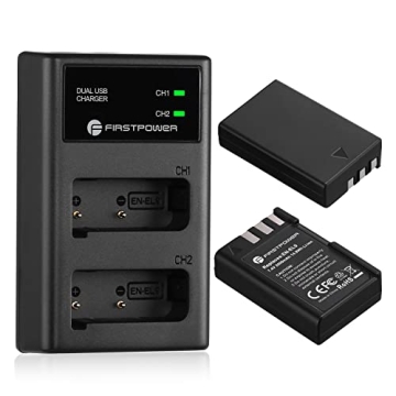 FirstPower EN-EL9 EN EL9a Battery 2-Pack 2000mAh and Dual USB Charger Compatible with Nikon D40, D40...