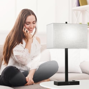 Touch Control Table Lamps Set with USB Ports for Bedrooms