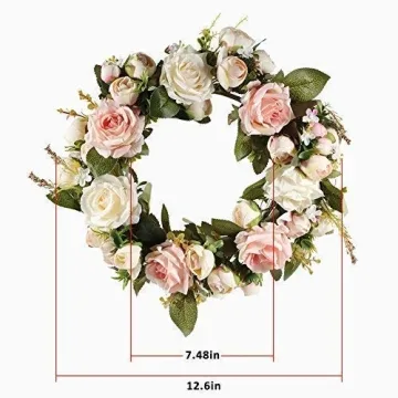 Adeeing 13'' Peony Flower Wreath for Home and Weddings
