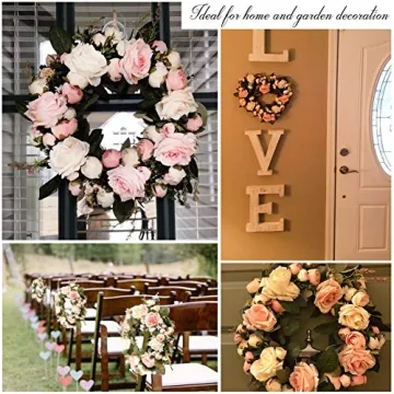 Adeeing 13'' Peony Flower Wreath for Home and Weddings