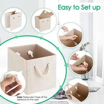 Elegant TomCare Foldable Storage Cubes with Rope Handles