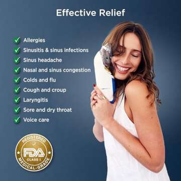 mypurmist Cordless Ultrapure Steam Inhaler - Handheld Steamer, Vaporizer & Humidifier for Sinus Relief, Nasal Congestion, Cold & Cough, & Vocal Care for Singers (Includes Hands-Free Holder)