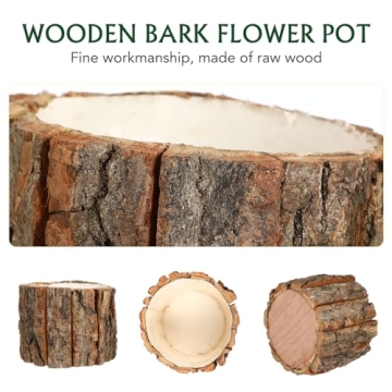 YARNOW Wooden Flower Pot - Rustic Planter Set
