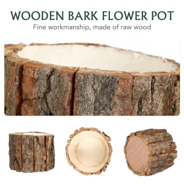 YARNOW Wooden Flower Pot - Rustic Planter Set
