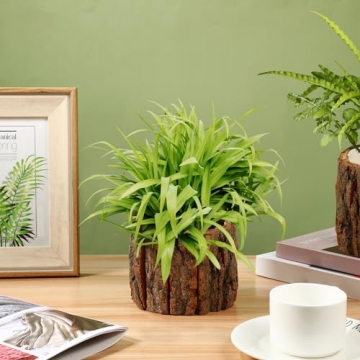 YARNOW Wooden Flower Pot - Rustic Planter Set