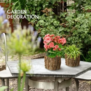 YARNOW Wooden Flower Pot - Rustic Planter Set