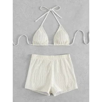 SOLY HUX Chic Women’s Halter Triangle Bikini Set