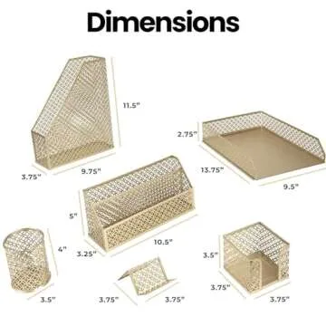 Gold Desk Accessories for Women Office 6 Piece Gold Desk Set Gold Office Organizer - Office Supplies Gold - Office Organization Set - Desk Organizer for Women Gold Desk Sets and Accessories for Women