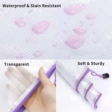 JPSOR 16pcs 8 Size Mesh Zipper Pouch for Organization, Waterproof Colored PVC Travel Zipper Clear Multipurpose Document Bags for School Office Home Cosmetics Storage Toys Puzzle