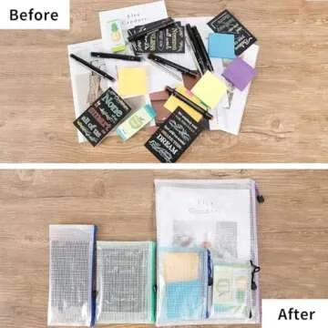 JPSOR 16pcs 8 Size Mesh Zipper Pouch for Organization, Waterproof Colored PVC Travel Zipper Clear Multipurpose Document Bags for School Office Home Cosmetics Storage Toys Puzzle