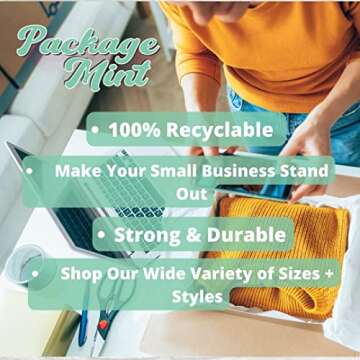 Package Mint Poly Mailers 14x19 100 Pack | Waterproof & Tear Resistant Mailing Envelopes | Small Business Supplies | Shipping Bags for Clothes | Cute Small Business Bags - Boho Rainbow