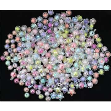 250pcs Acrylic Assorted Beads - BetterJonny Assorted Flower Round Star Candy Craft Beads for Jewelry...