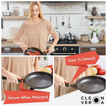 Cleverona Nonstick 10.25 inch Frying Pan Skillet with Detachable Handle