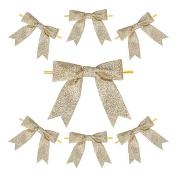 Meseey 30 Metallic Glitter Gold Premade Gift Bows
