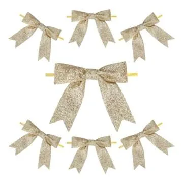 Meseey 30 Metallic Glitter Gold Premade Gift Bows
