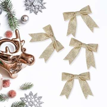 Meseey 30 Metallic Glitter Gold Premade Gift Bows