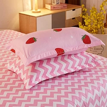 LAMEJOR Strawberry Duvet Cover Set for Queen Size