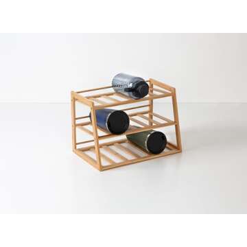 Honey-Can-Do 3-Tier Bamboo Water Bottle Organizer for Cabinet or Pantry KCH-09857 Natural