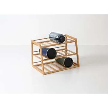 Honey-Can-Do 3-Tier Bamboo Water Bottle Organizer for Cabinet or Pantry KCH-09857 Natural