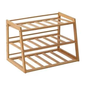 Honey-Can-Do 3-Tier Bamboo Water Bottle Organizer for Cabinet or Pantry KCH-09857 Natural