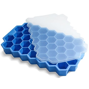 Ice Cube Trays for Freezer with Lid - 37 Grid Silicone for Small Ice Cubes, Easy-Release and Reusabl...