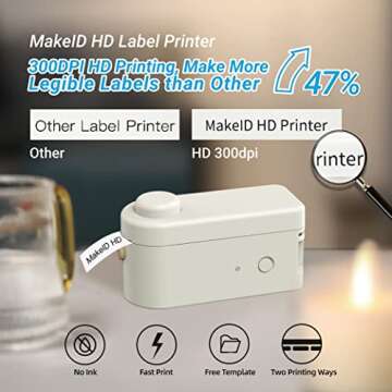 Makeid Label Maker Machine with Tape HD with 4 Tapes, Portable Bluetooth L1 Label Printer Handheld Label Printer Custom Stickers with Multiple Templates for Home Office Organization Easy to Use