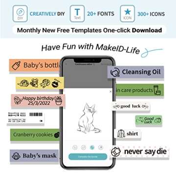 Makeid Label Maker Machine with Tape HD with 4 Tapes, Portable Bluetooth L1 Label Printer Handheld Label Printer Custom Stickers with Multiple Templates for Home Office Organization Easy to Use