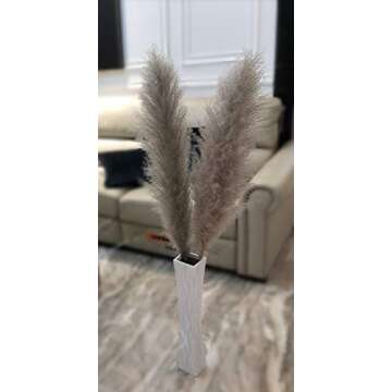 YC's CHOICE Dried Pampas Grass Decor,Raw Color,45" Tall Plants for Wedding Bouquets Arrangements or Boho Home Decoration,Rustic Living Room Decor,3 Stems
