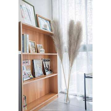 YC's CHOICE Dried Pampas Grass Decor,Raw Color,45" Tall Plants for Wedding Bouquets Arrangements or Boho Home Decoration,Rustic Living Room Decor,3 Stems