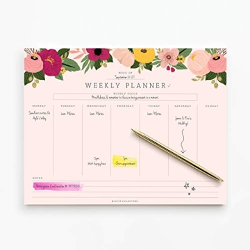 Bliss Collections Weekly Planning Pad Pink Floral Organizer