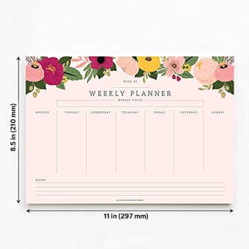 Bliss Collections Weekly Planning Pad Pink Floral Organizer
