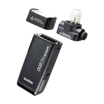 Godox AD200 200Ws 2.4G TTL Flash Strobe 1/8000 HSS Cordless Monolight with 2900mAh Lithimu Battery and Bare Bulb/Speedlite Fresnel Flash Head to Cover 500 Full Power Shots and Recycle in 0.01-2.1 Sec