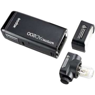 Godox AD200 200Ws 2.4G TTL Flash Strobe 1/8000 HSS Cordless Monolight with 2900mAh Lithimu Battery and Bare Bulb/Speedlite Fresnel Flash Head to Cover 500 Full Power Shots and Recycle in 0.01-2.1 Sec