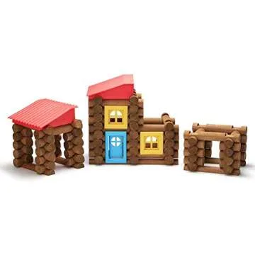 SainSmart Jr. 150 PCS Wooden Log Cabin Set Building House Toy for Toddlers, Classic Tinker Construction Kit with Colorful Wood Blocks for 3+ Years Old, Kid